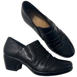 Clarks Womens Collection Black Leather Shoes Size 8.5